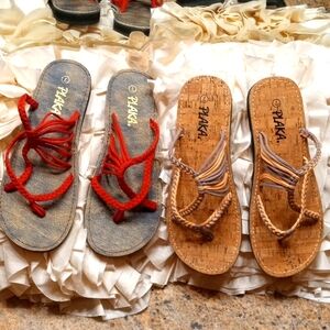 NEW WITHOUT BOX - Two Pairs *New Plaka Strappy Sandals Size 7